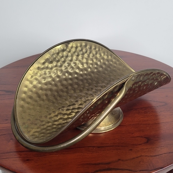 F.T.D.A. European Vintage Mini Hammered Gold Brass Decor Handle Basket Rustic - Picture 16 of 16